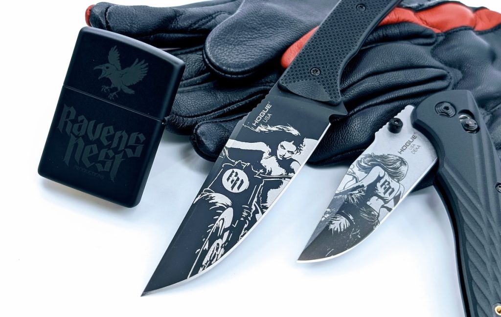 Raven Nest x Hogue Knives Unsheath Moto-Inspired Blade Art